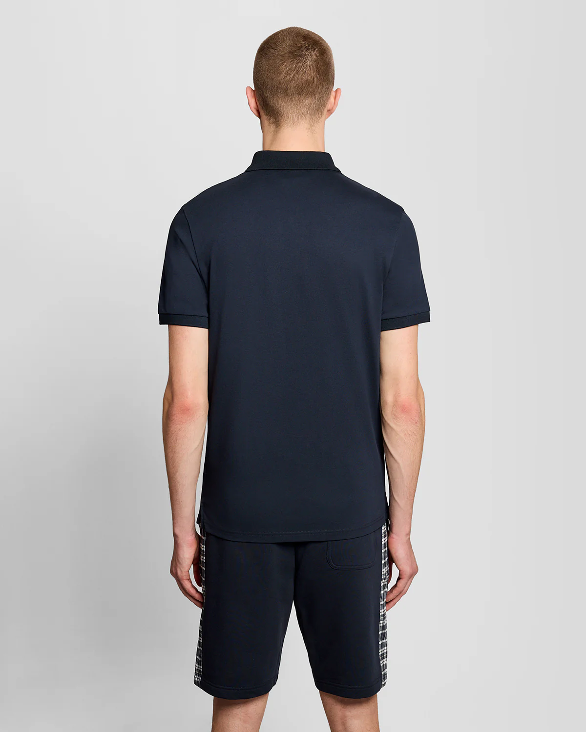 Lyle & Scott Check Panelled Mens Polo Shirt - Z271 Dark Navy - Image 4