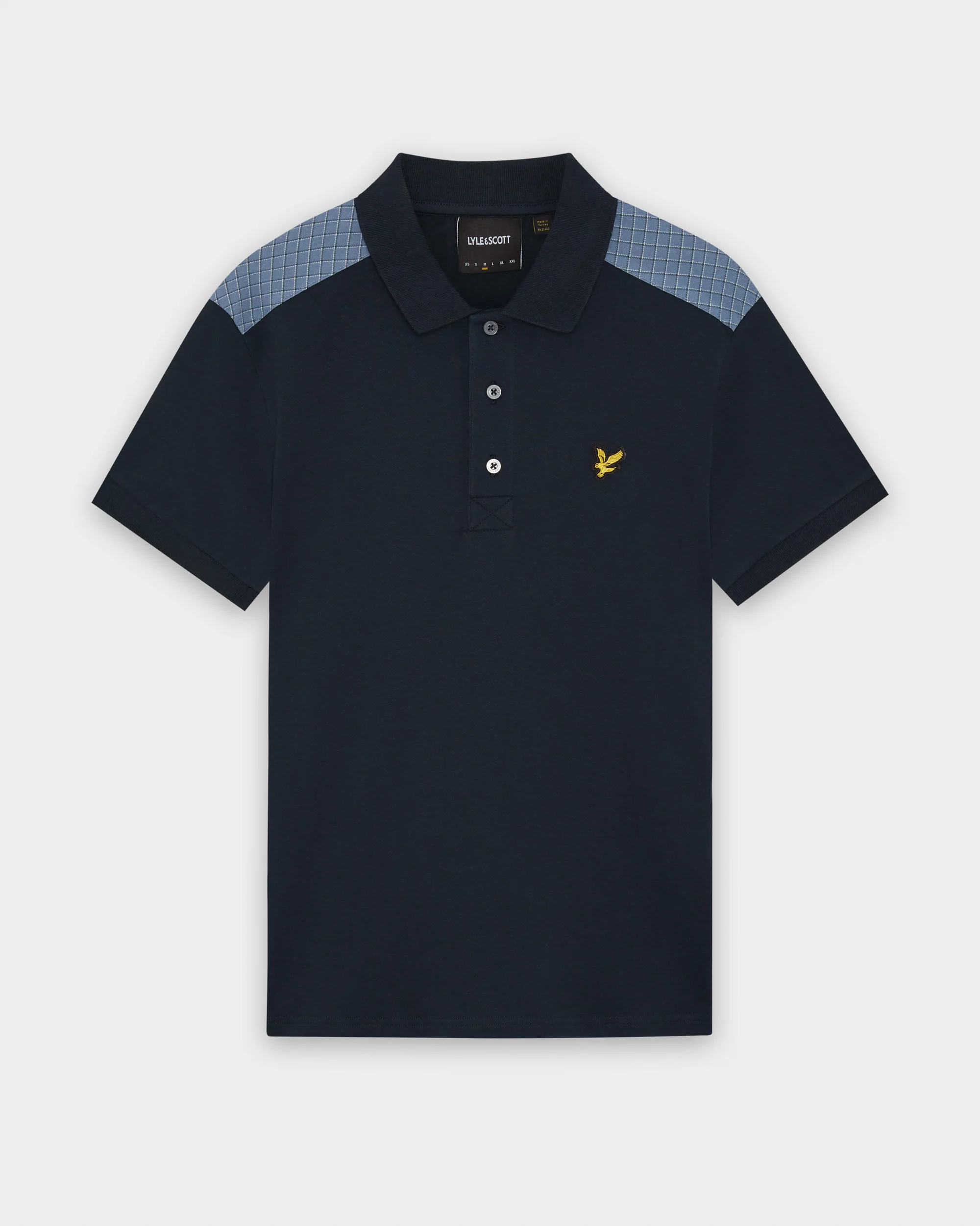 Lyle & Scott Check Panelled Mens Polo Shirt - Z271 Dark Navy - Image 6