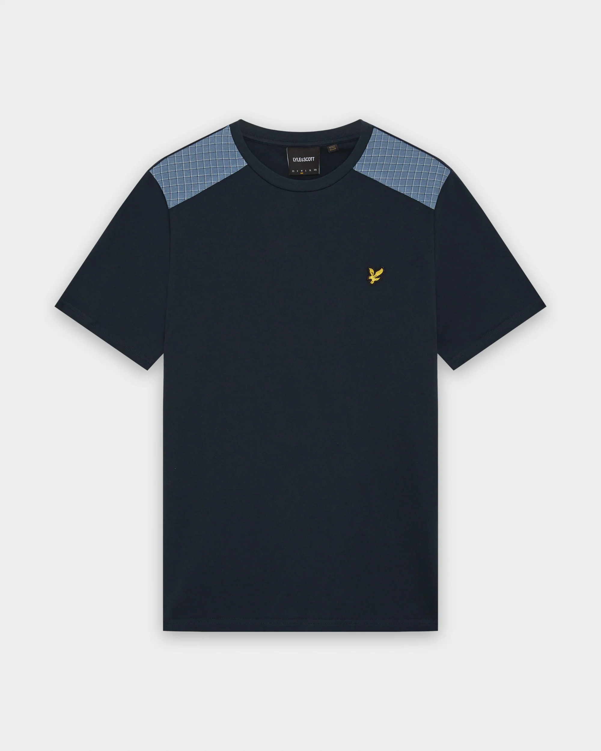 Lyle & Scott Check Panelled Mens T-Shirt - Z271 Dark Navy - Image 6