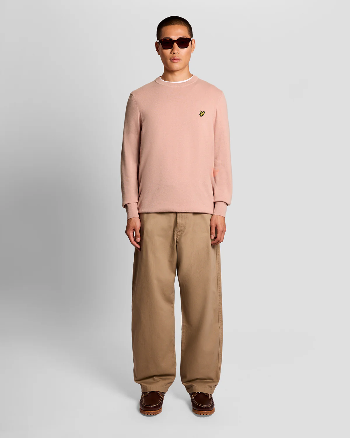 Lyle & Scott Cotton Crew Neck Mens Jumper - Y120 Pink Grapefruit - Image 3