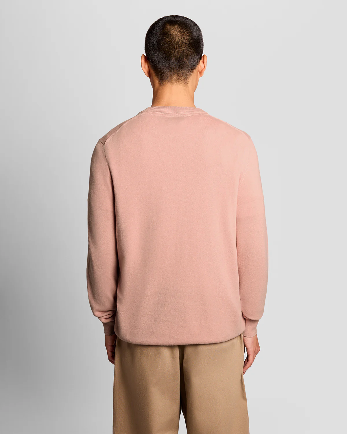 Lyle & Scott Cotton Crew Neck Mens Jumper - Y120 Pink Grapefruit - Image 4