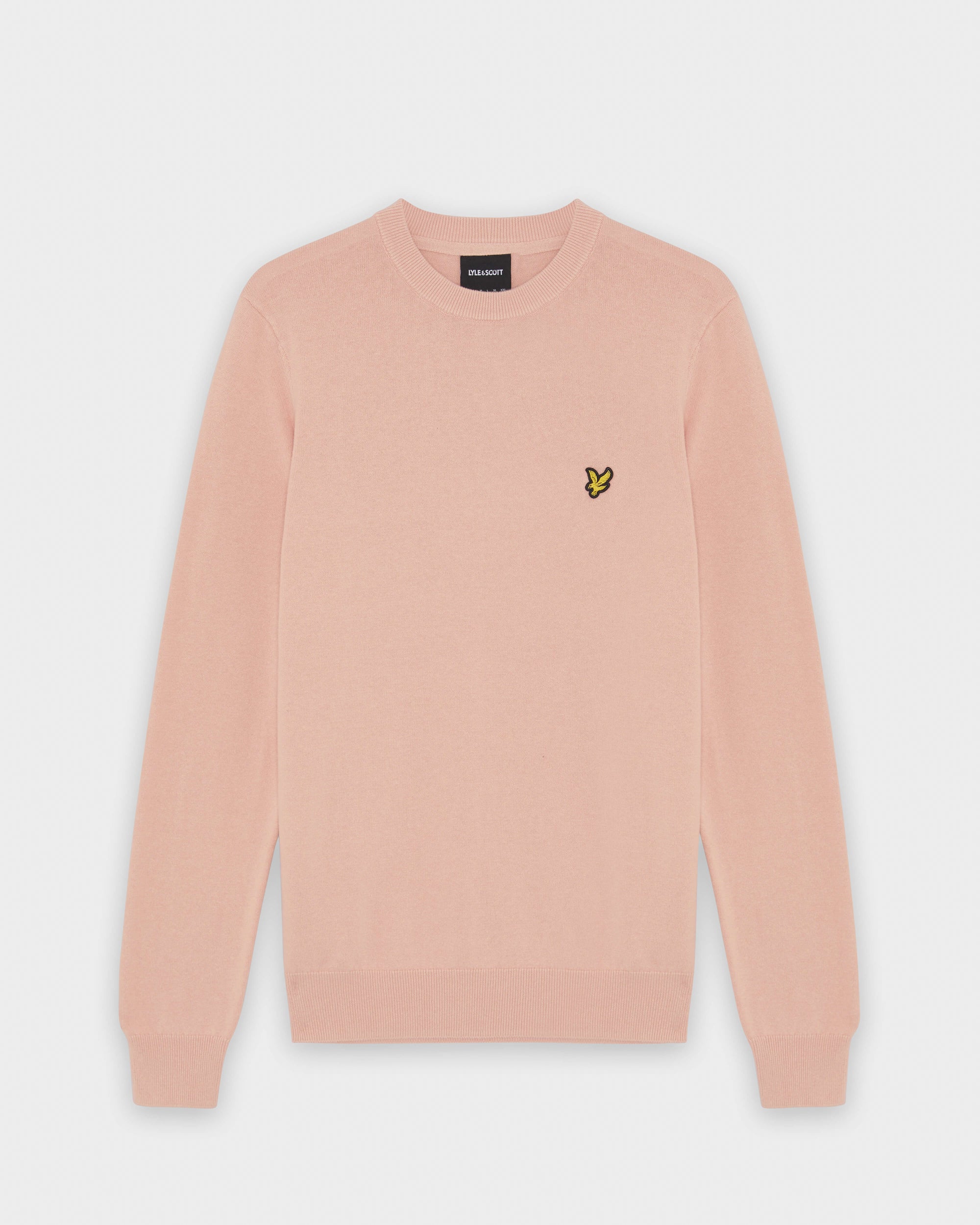Lyle & Scott Cotton Crew Neck Mens Jumper - Y120 Pink Grapefruit - Image 6