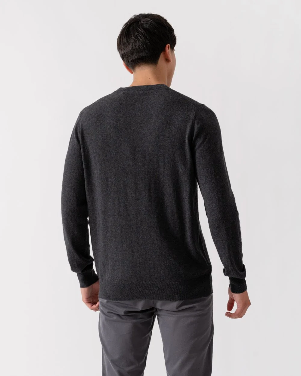 Lyle & Scott Cotton Merino Mens Crew Neck Jumper - 398 Charcoal Marl - Image 4
