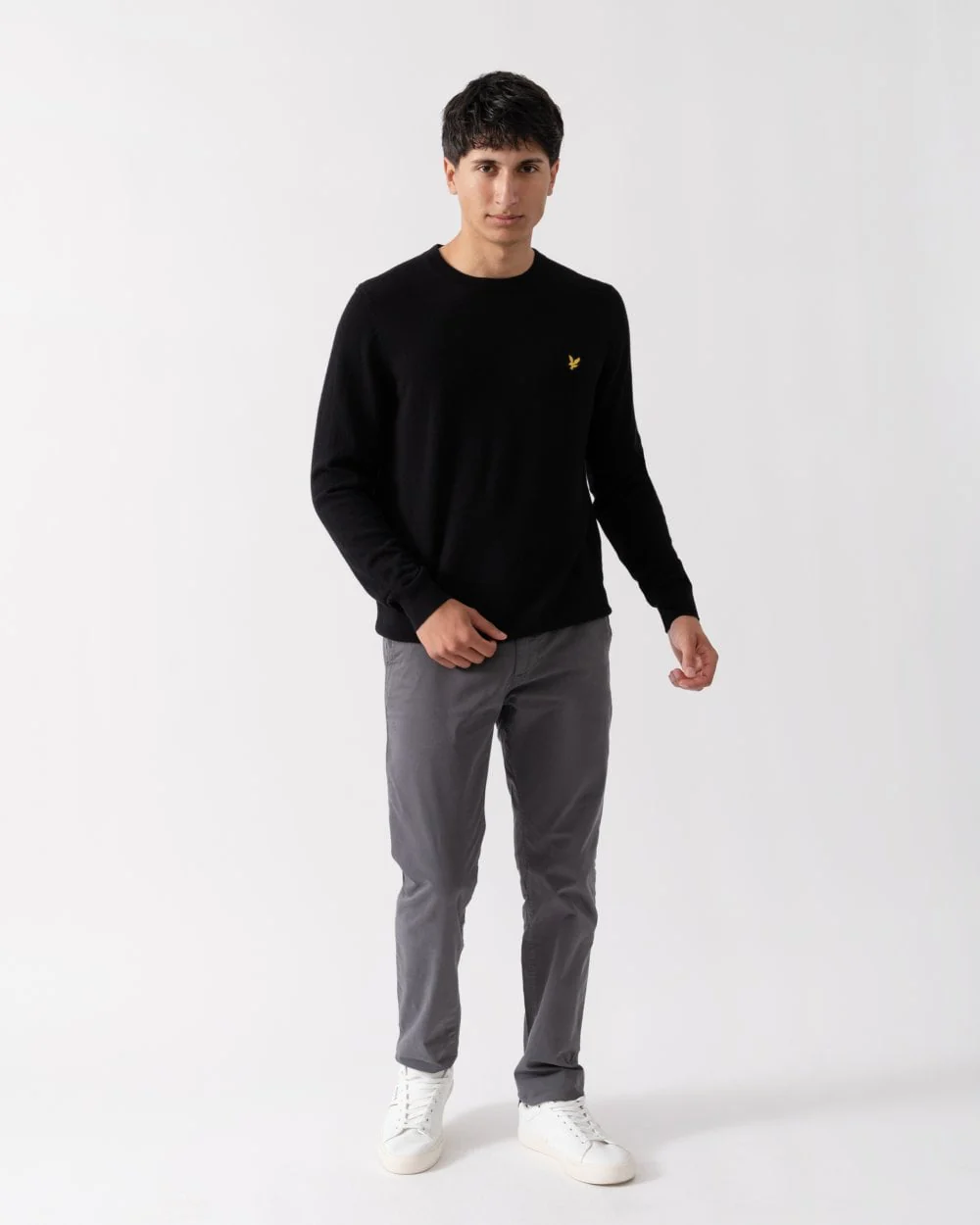 Lyle & Scott Cotton Merino Mens Crew Neck Jumper - Z865 Jet Black - Image 3