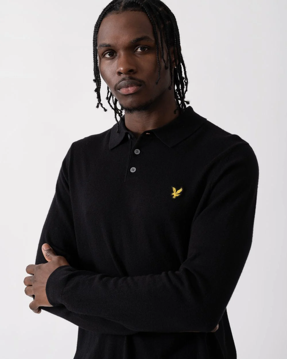 Lyle & Scott Cotton Merino Mens Long Sleeve Knitted Polo - Image 2