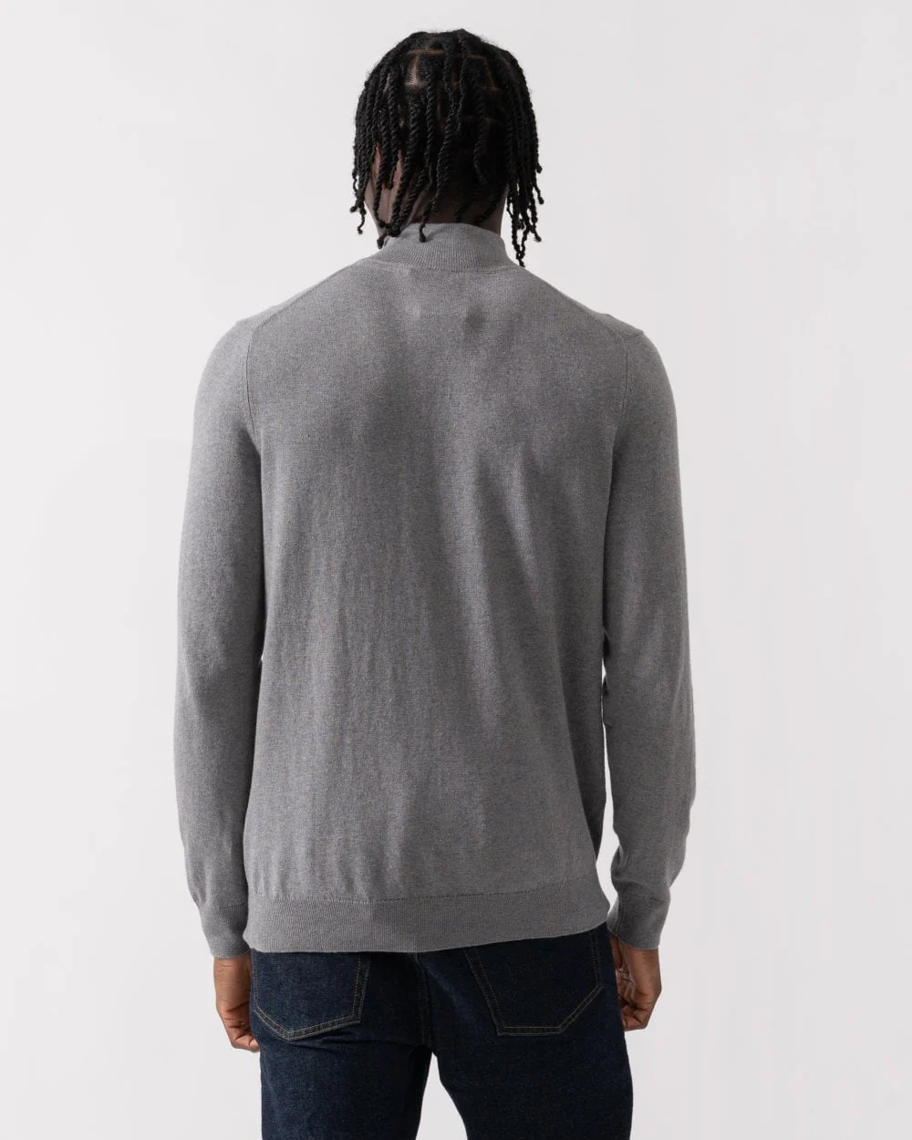 Lyle & Scott Cotton Merino Mens Quarter Zip Jumper - T28 Mid Grey Marl - Image 4