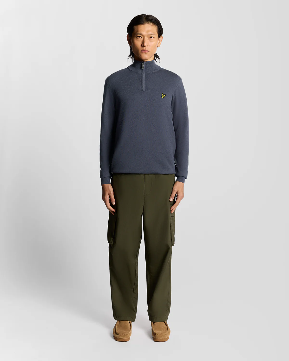 Lyle & Scott Cotton Merino Mens Quarter Zip Jumper - X854 Graystone - Image 3