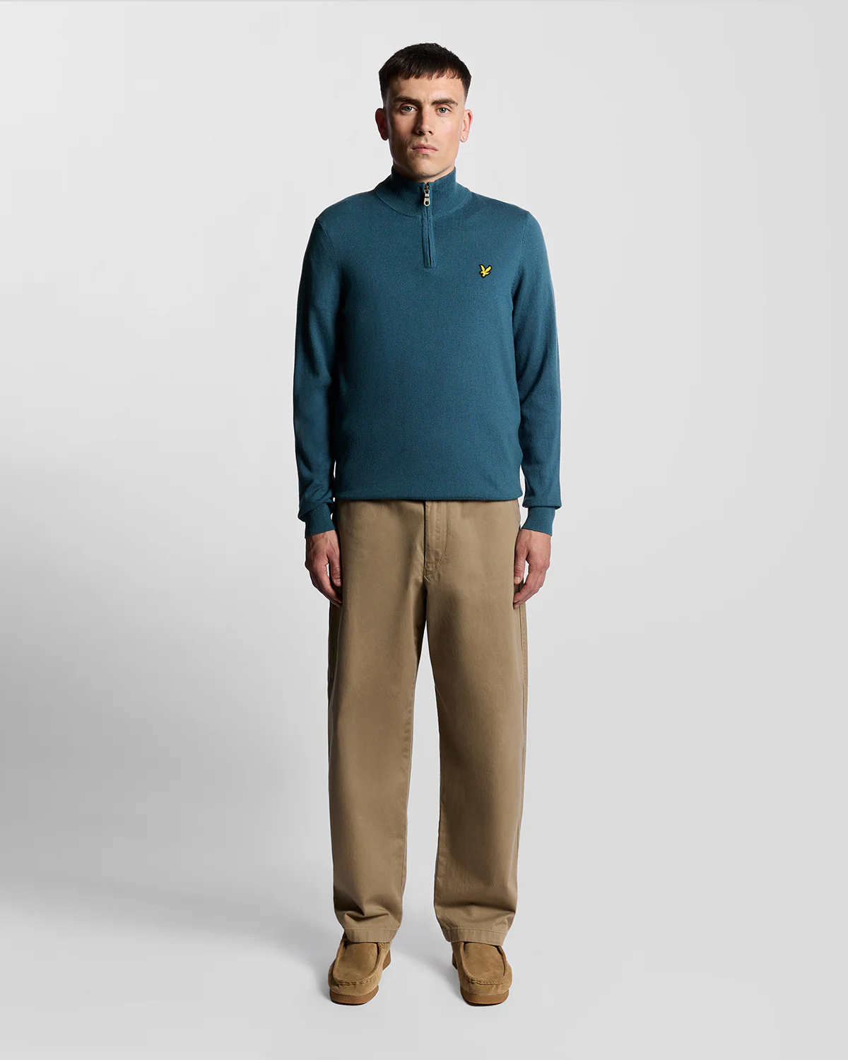 Lyle & Scott Cotton Merino Mens Quarter Zip Jumper - X862 Deep Water - Image 3