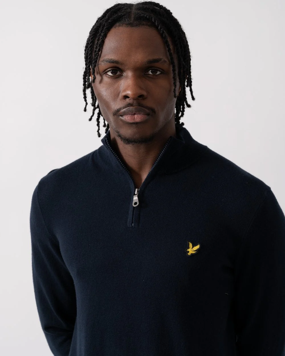 Lyle & Scott Cotton Merino Mens Quarter Zip Jumper - Z271 Dark Navy - Image 2