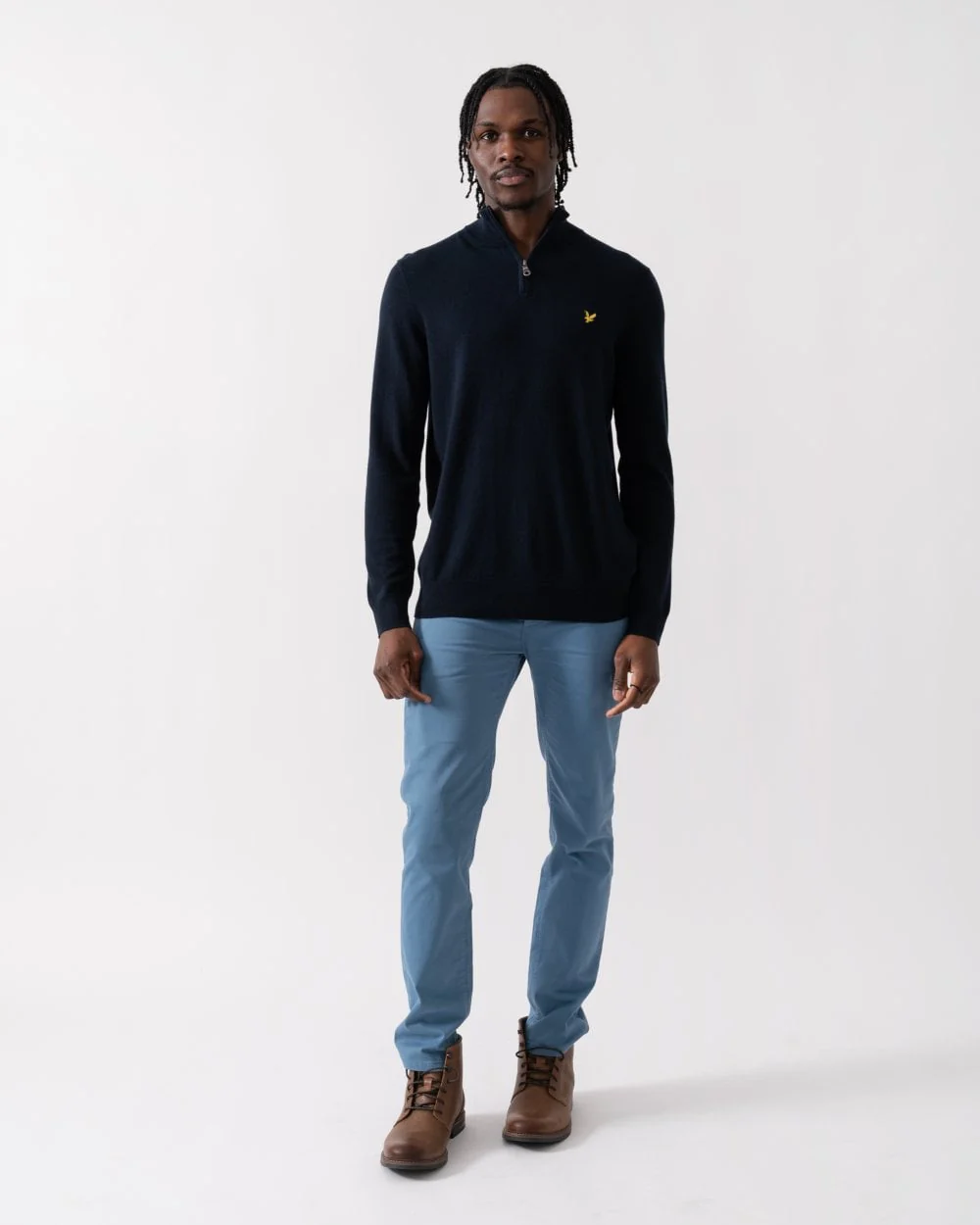 Lyle & Scott Cotton Merino Mens Quarter Zip Jumper - Z271 Dark Navy - Image 3