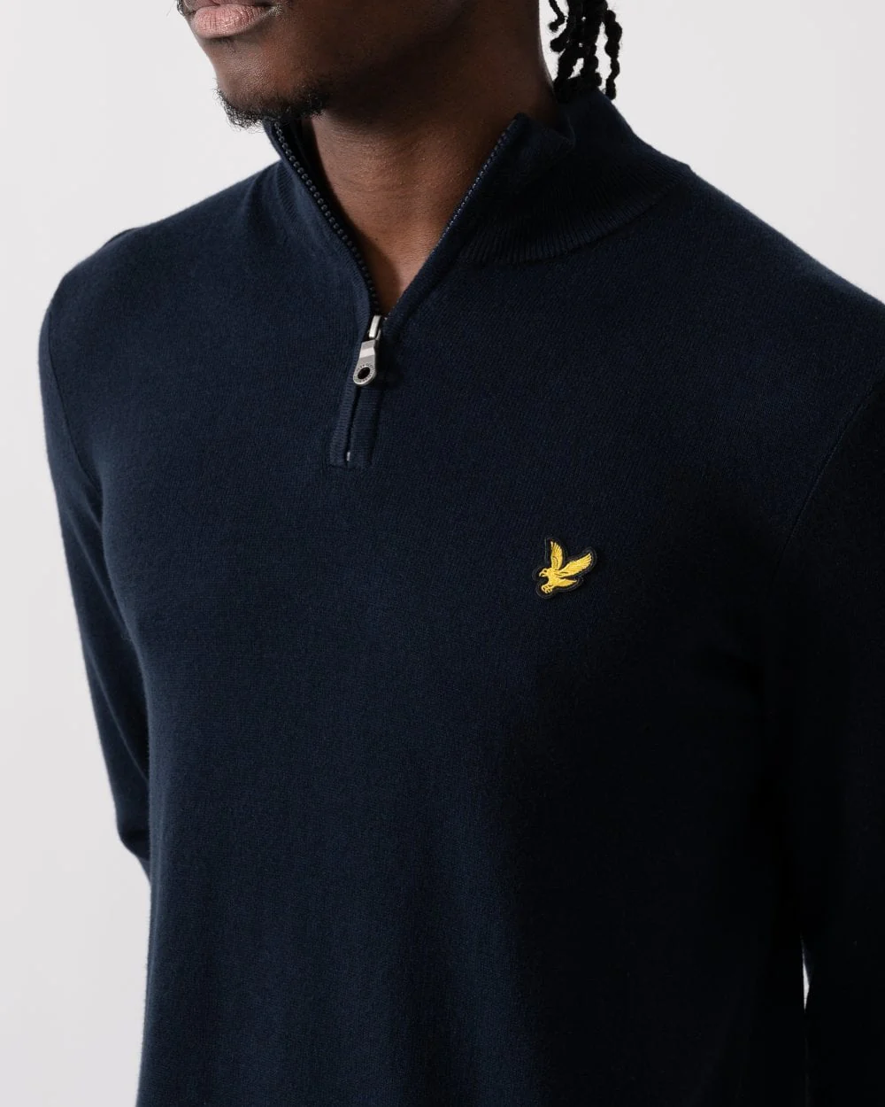 Lyle & Scott Cotton Merino Mens Quarter Zip Jumper - Z271 Dark Navy - Image 4