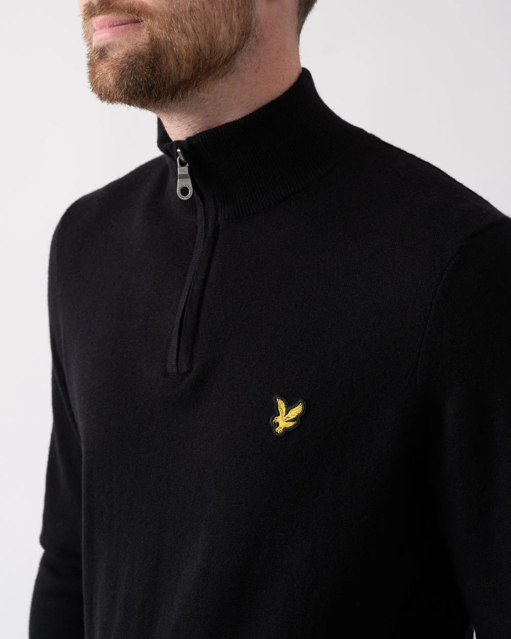 Lyle & Scott Cotton Merino Mens Quarter Zip Jumper - Z865 Jet Black - Image 2