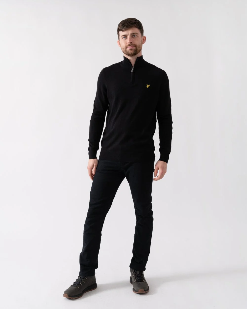 Lyle & Scott Cotton Merino Mens Quarter Zip Jumper - Z865 Jet Black - Image 3