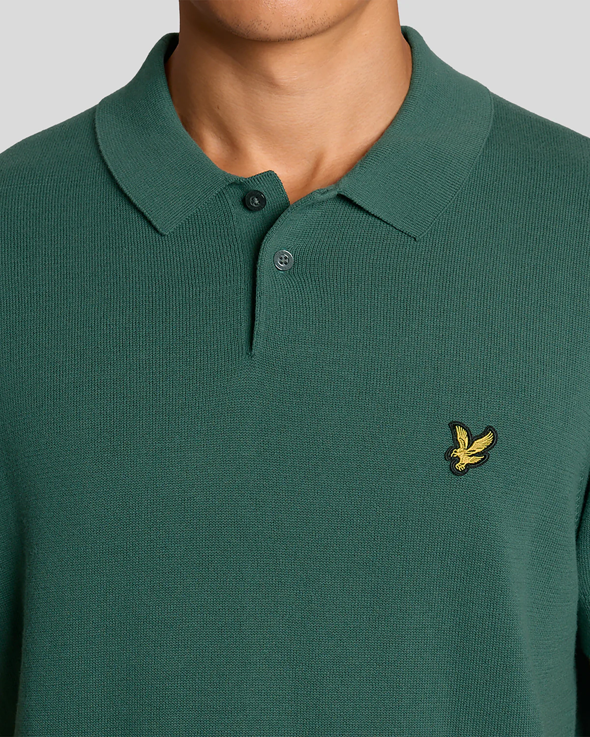 Lyle & Scott Cotton Short Sleeve Mens Knitted Polo - W130 Everglade - Image 2