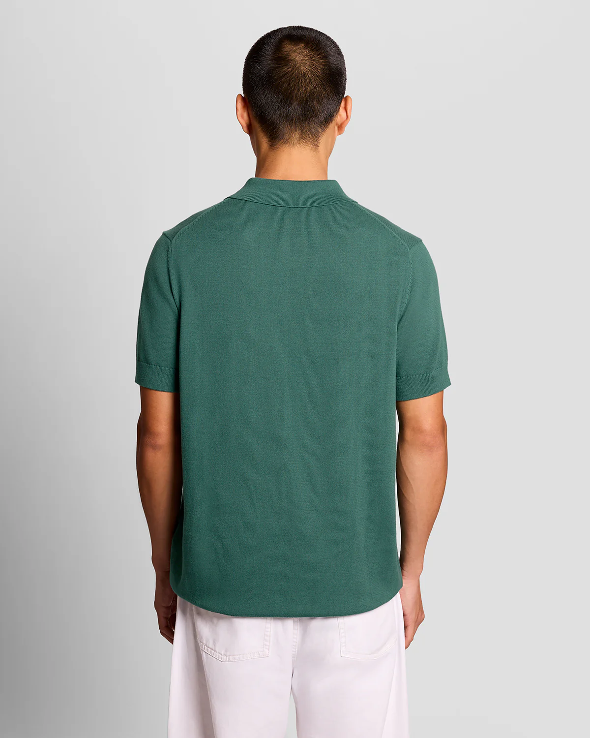 Lyle & Scott Cotton Short Sleeve Mens Knitted Polo - W130 Everglade - Image 4