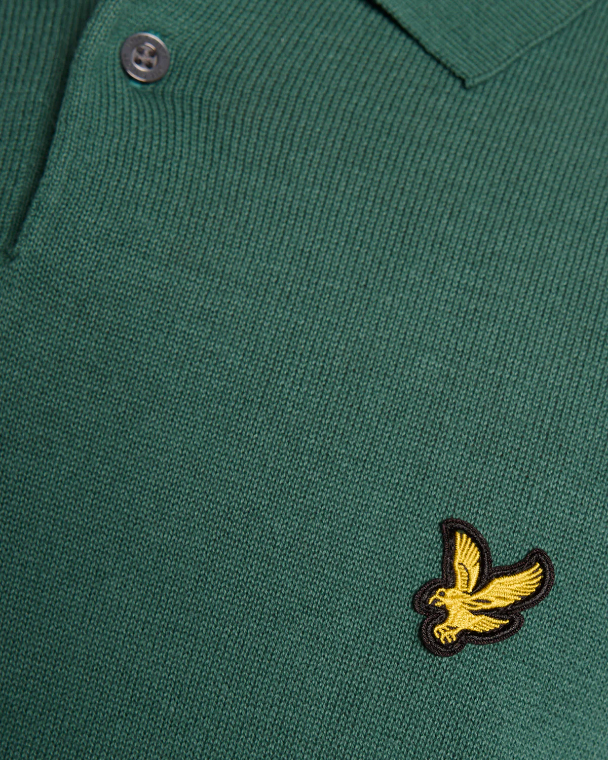 Lyle & Scott Cotton Short Sleeve Mens Knitted Polo - W130 Everglade - Image 5