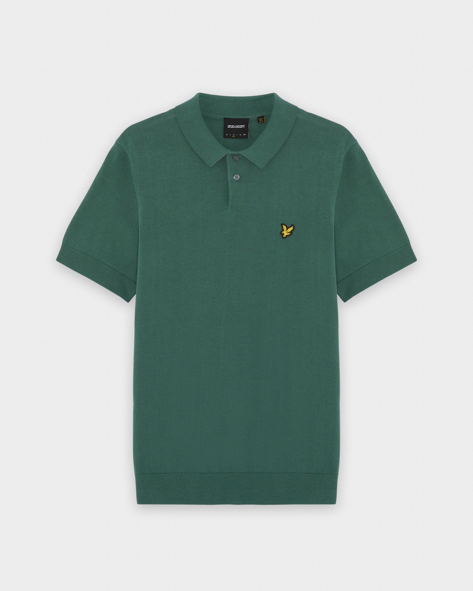Lyle & Scott Cotton Short Sleeve Mens Knitted Polo - W130 Everglade - Image 6