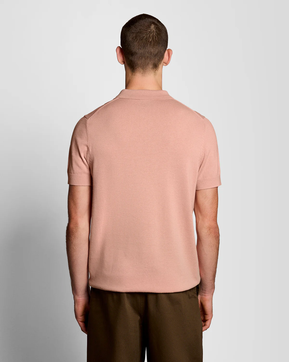 Lyle & Scott Cotton Short Sleeve Mens Knitted Polo - Y120 Pink Grapefruit - Image 4
