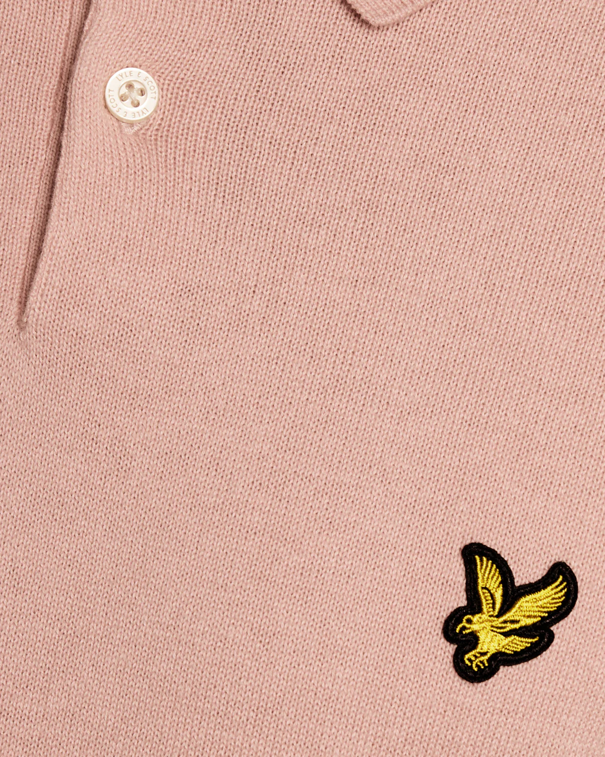Lyle & Scott Cotton Short Sleeve Mens Knitted Polo - Y120 Pink Grapefruit - Image 5