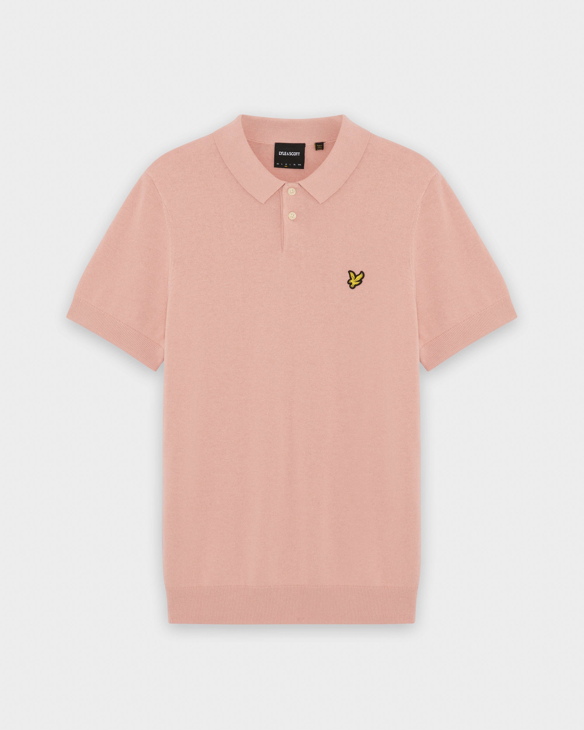 Lyle & Scott Cotton Short Sleeve Mens Knitted Polo - Y120 Pink Grapefruit - Image 6