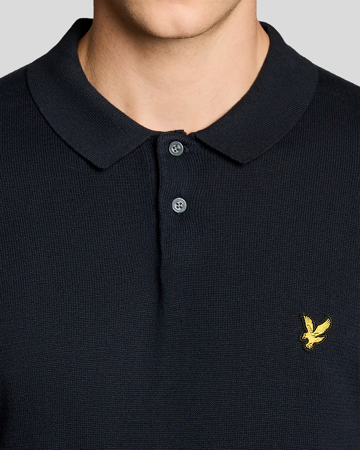 Lyle & Scott Cotton Short Sleeve Mens Knitted Polo - Z271 Dark Navy - Image 2