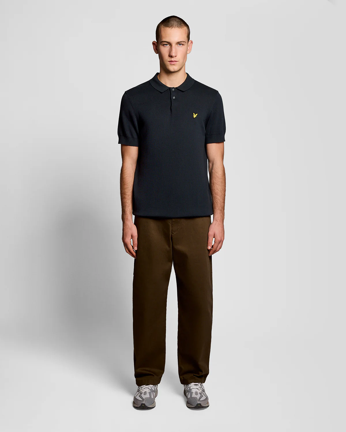 Lyle & Scott Cotton Short Sleeve Mens Knitted Polo - Z271 Dark Navy - Image 3
