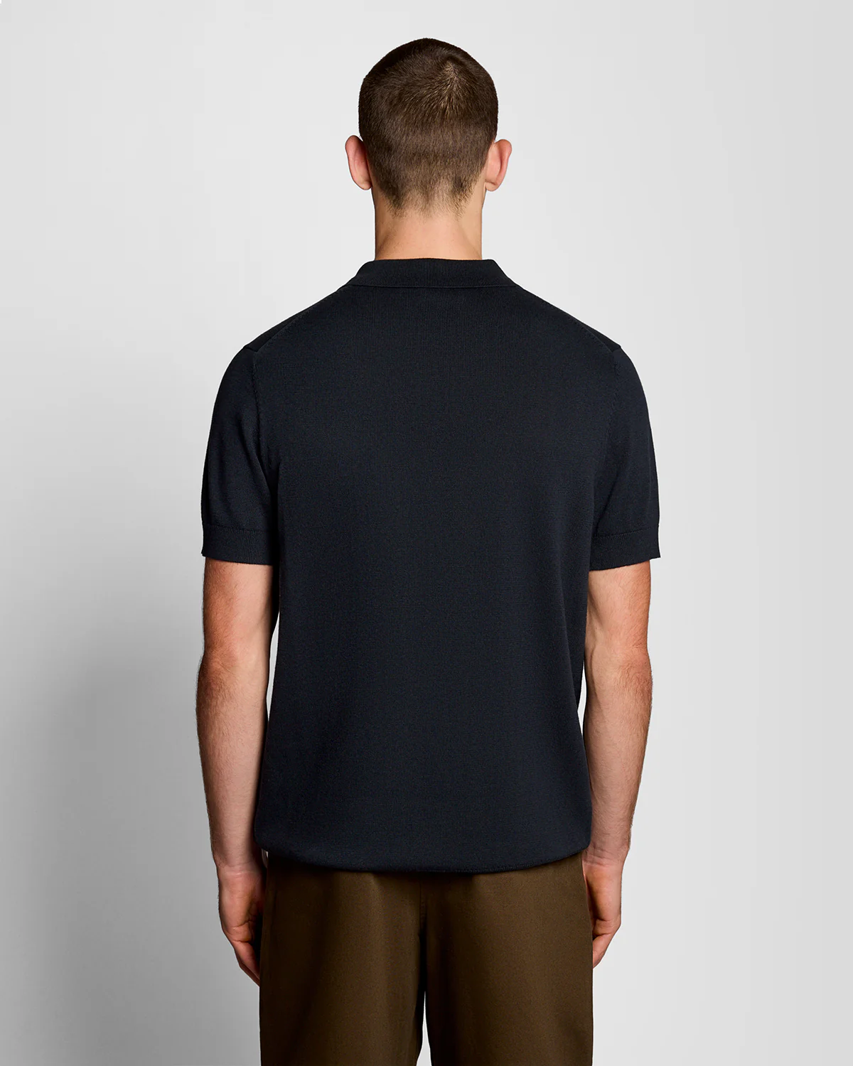Lyle & Scott Cotton Short Sleeve Mens Knitted Polo - Z271 Dark Navy - Image 4
