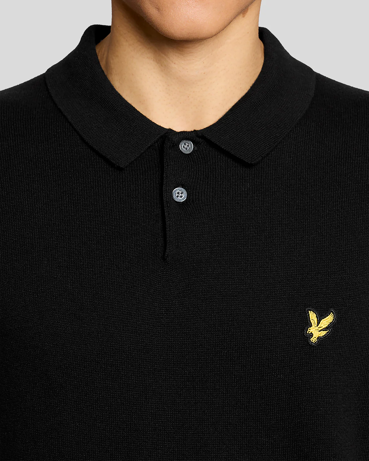 Lyle & Scott Cotton Short Sleeve Mens Knitted Polo - Z865 Jet Black - Image 2