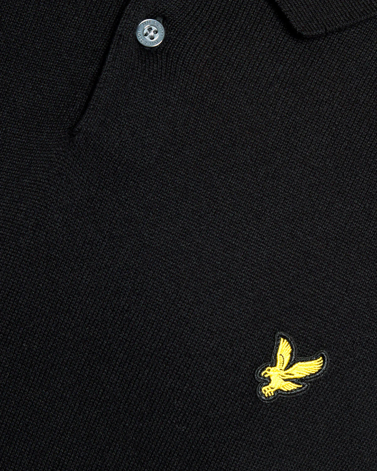 Lyle & Scott Cotton Short Sleeve Mens Knitted Polo - Z865 Jet Black - Image 4