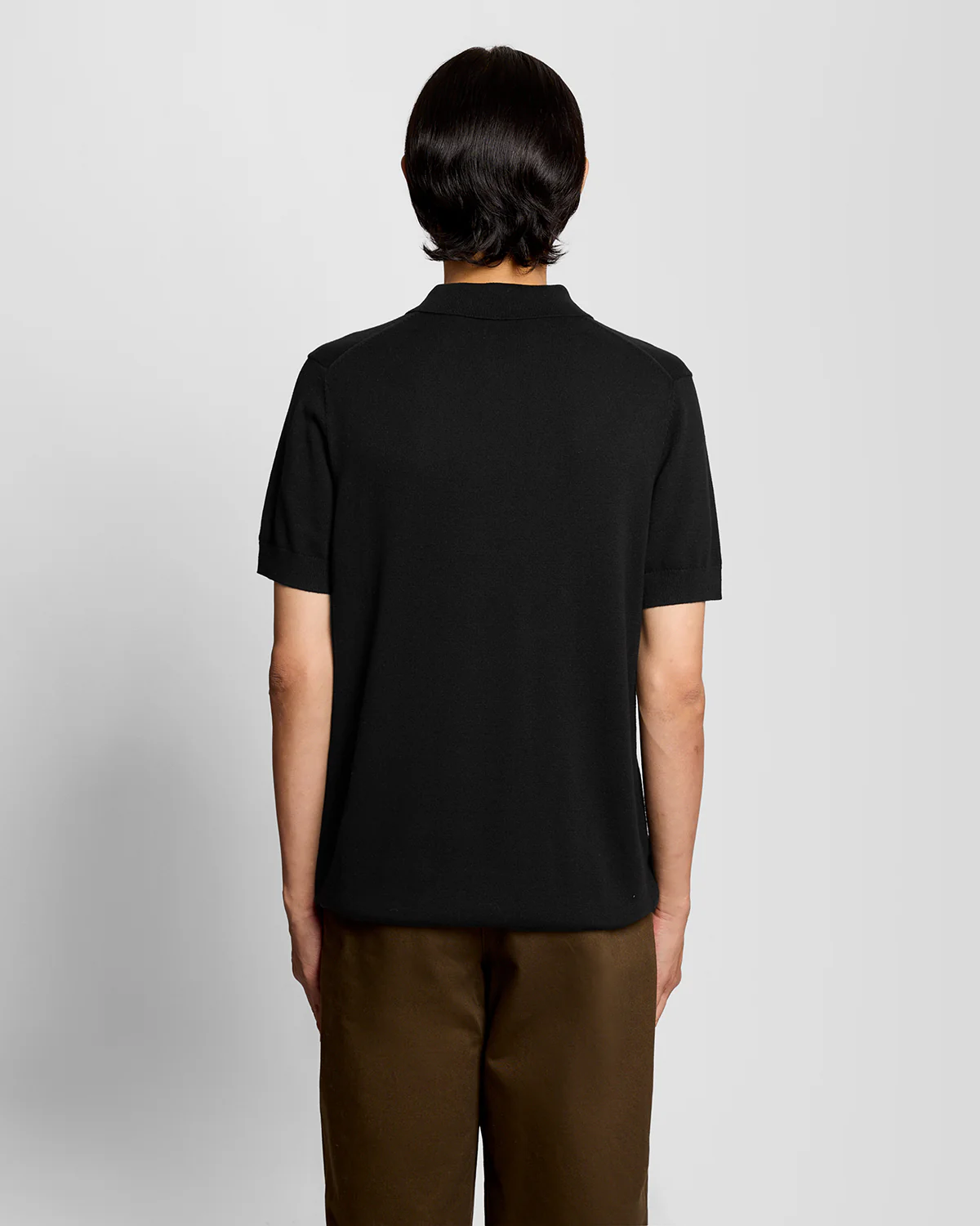 Lyle & Scott Cotton Short Sleeve Mens Knitted Polo - Z865 Jet Black - Image 5
