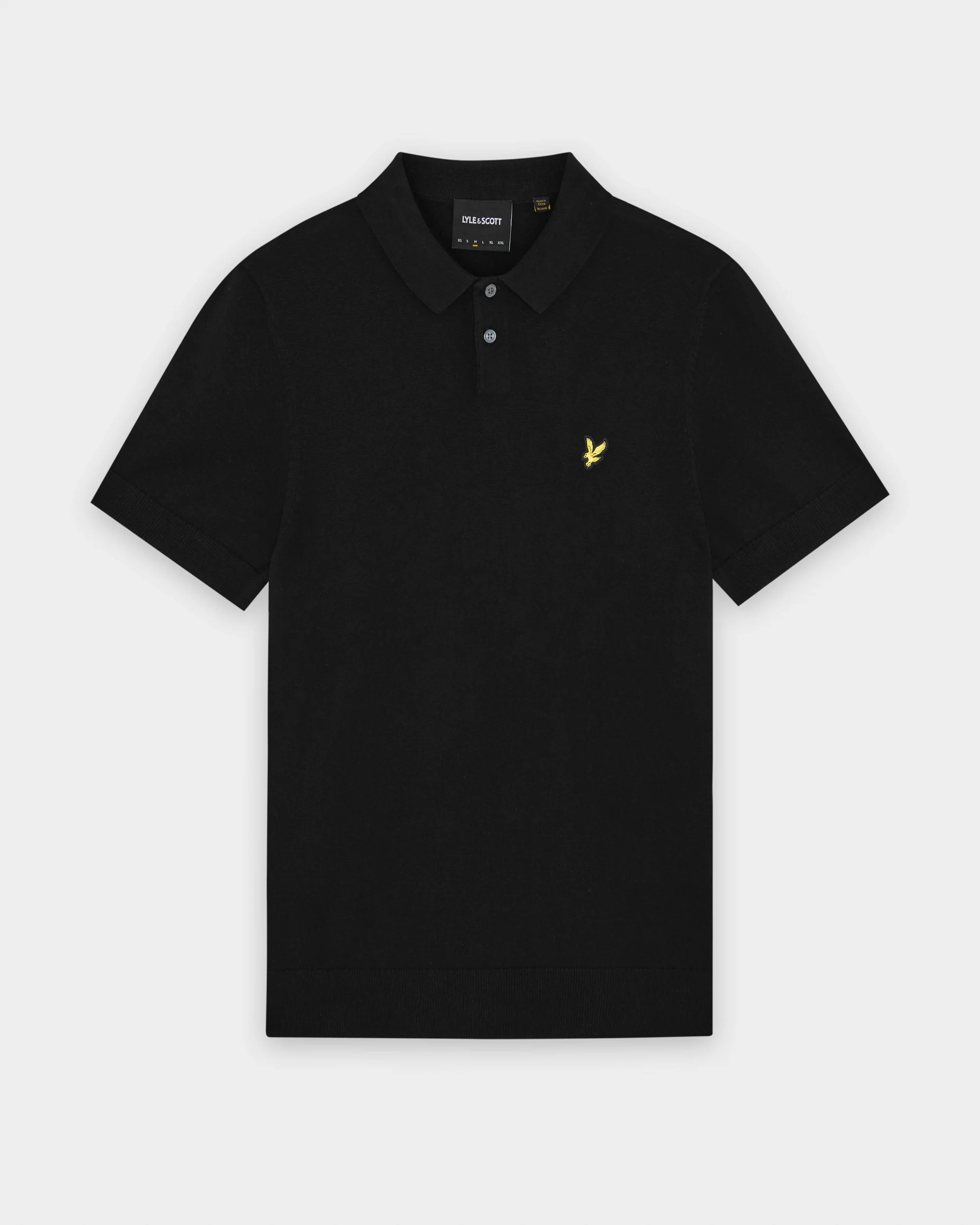 Lyle & Scott Cotton Short Sleeve Mens Knitted Polo - Z865 Jet Black - Image 6