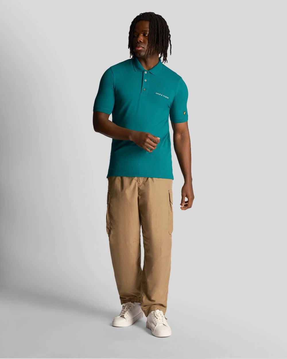 Lyle & Scott Embroidered Mens Polo Shirt - X154 Court Green - Image 3
