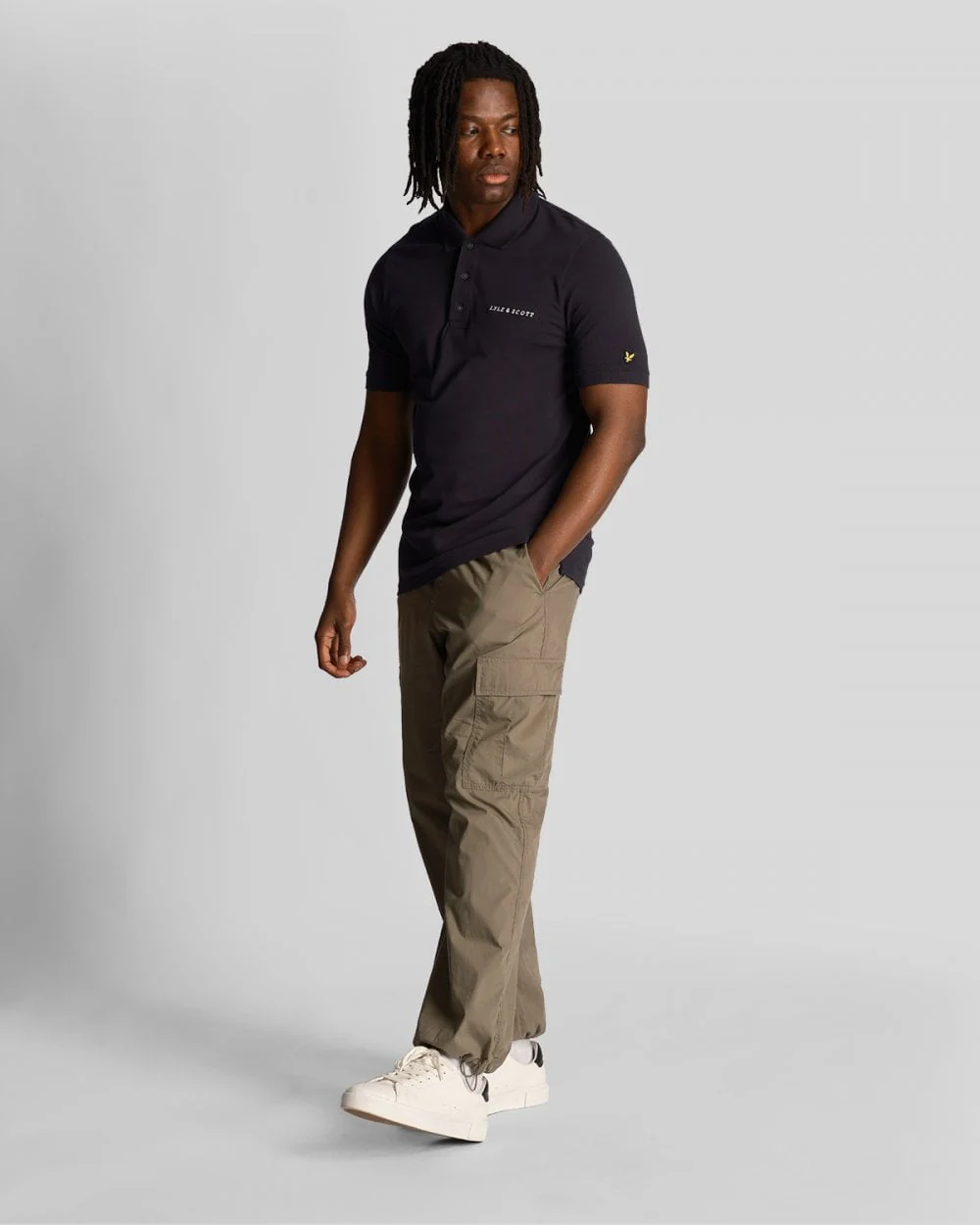 Lyle & Scott Embroidered Mens Polo Shirt - Z271 Dark Navy - Image 3