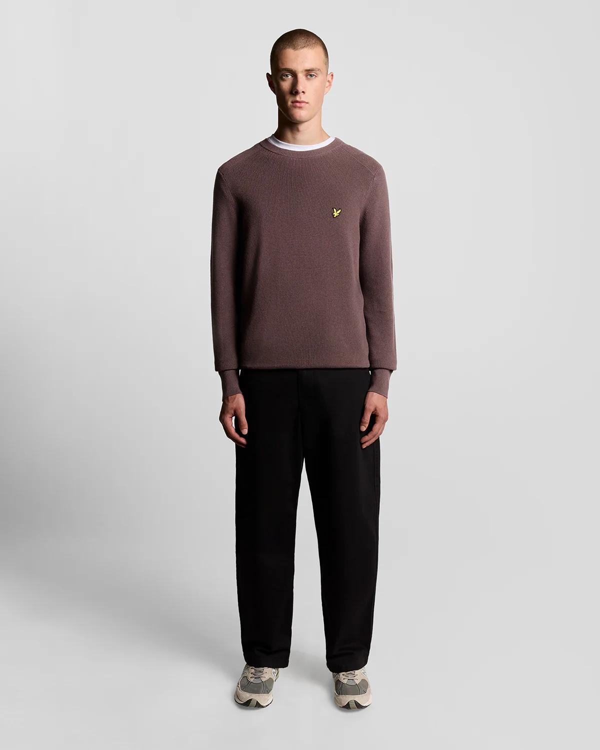 Lyle & Scott Engineered Rib Crew Neck - X863 Espresso - Image 3