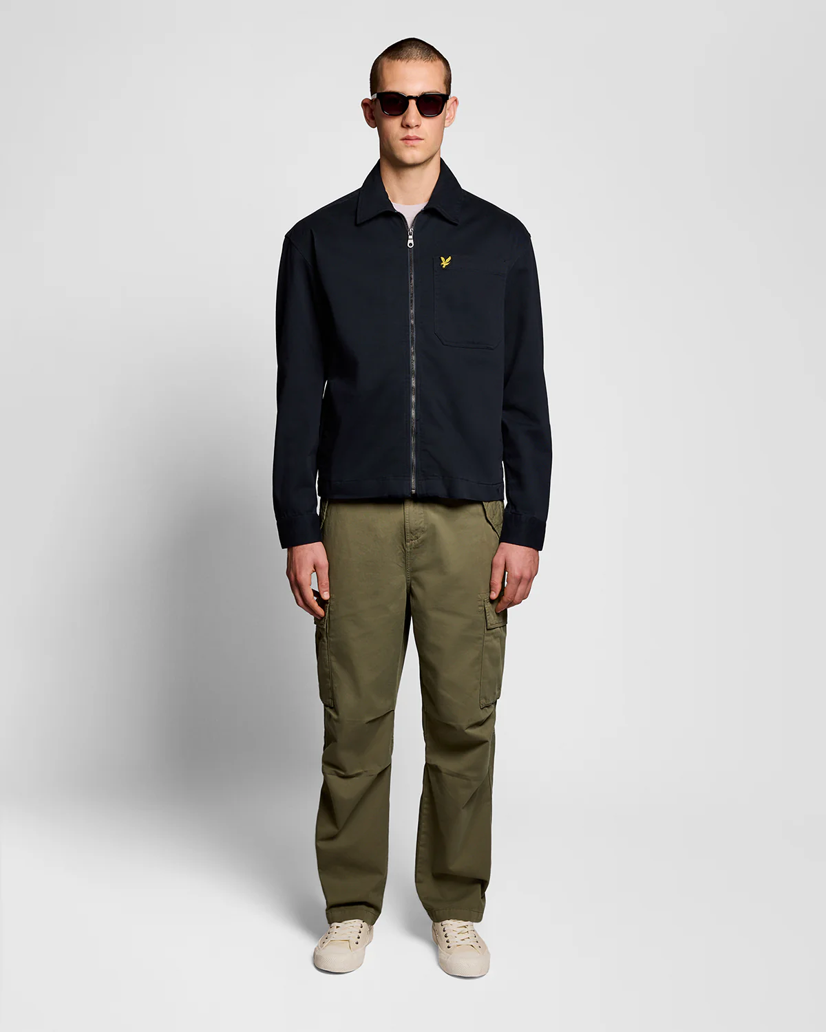 Lyle & Scott Enzyme Wash Mens Zip Overshirt - Z271 Dark Navy - Image 3