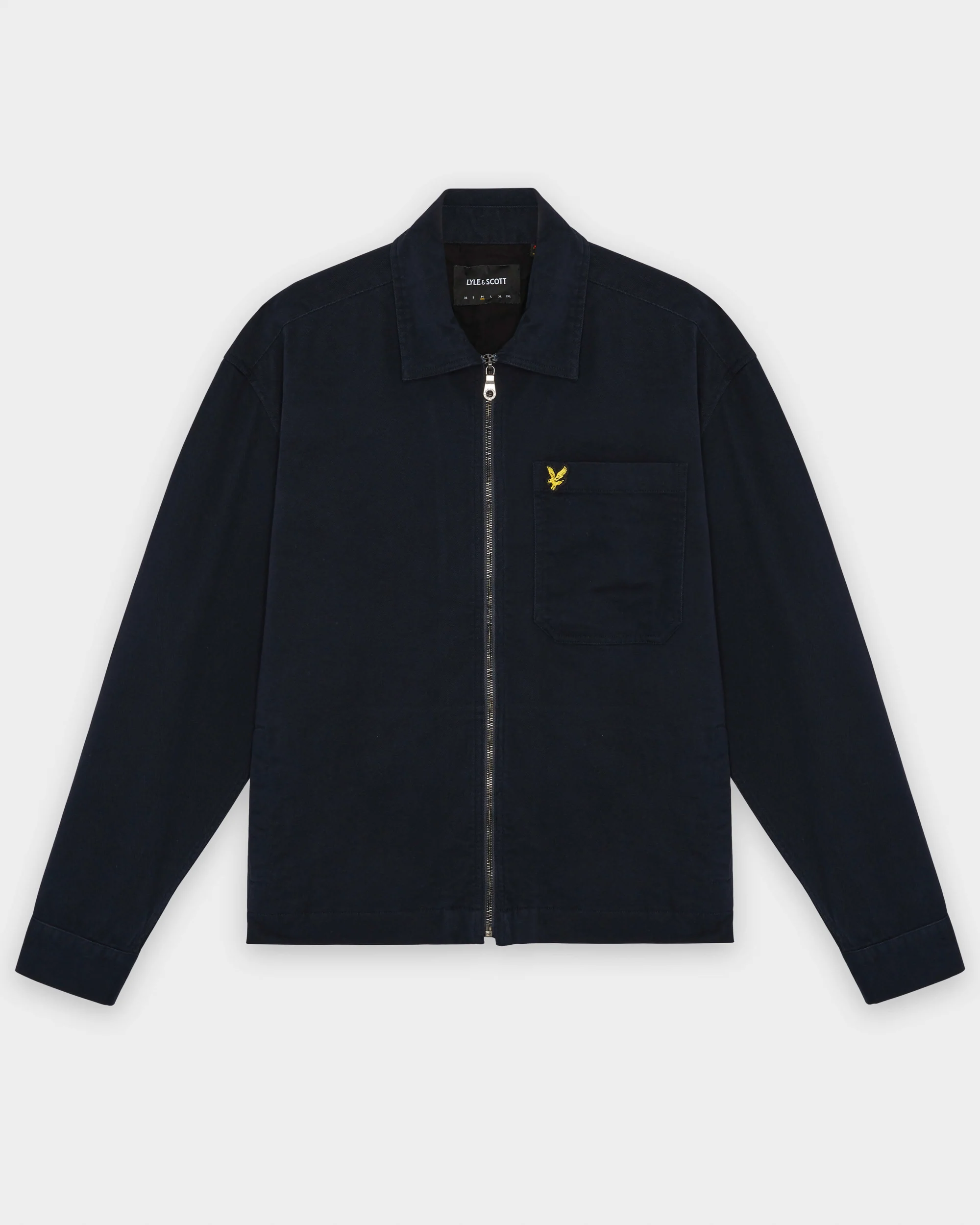 Lyle & Scott Enzyme Wash Mens Zip Overshirt - Z271 Dark Navy - Image 6