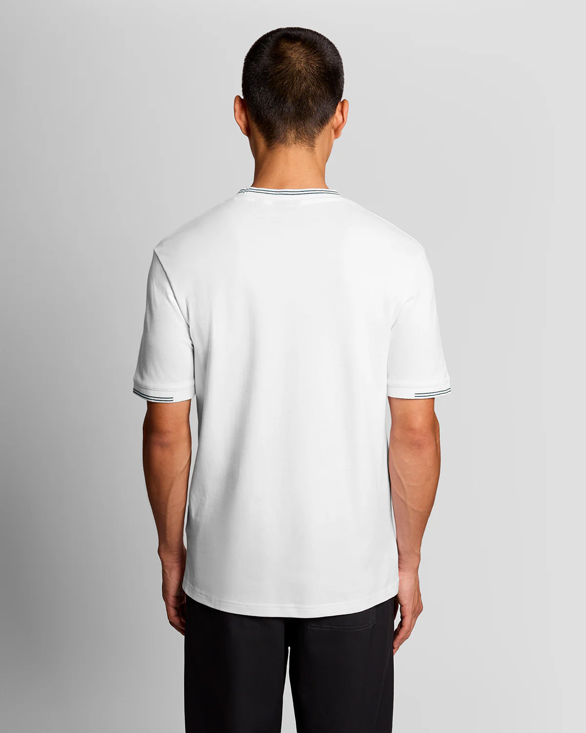 Lyle & Scott Fine Tipped Mens T-Shirt - Y162 White/Everglade - Image 4