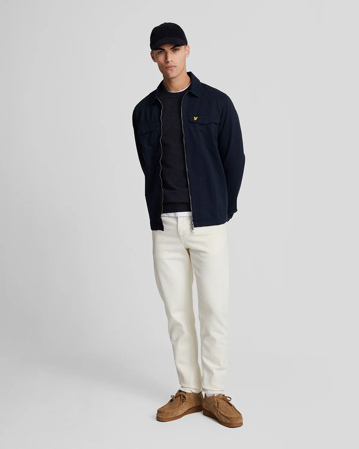 Lyle & Scott Lambswool Blend Crew Neck Jumper - Z56 Dark Navy Marl - Image 3