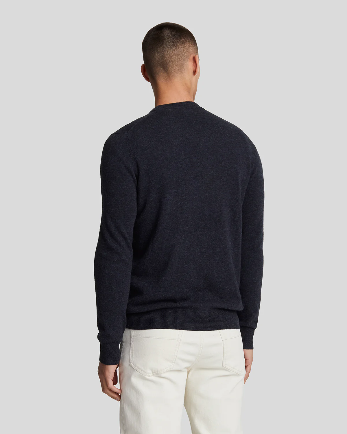 Lyle & Scott Lambswool Blend Crew Neck Jumper - Z56 Dark Navy Marl - Image 4