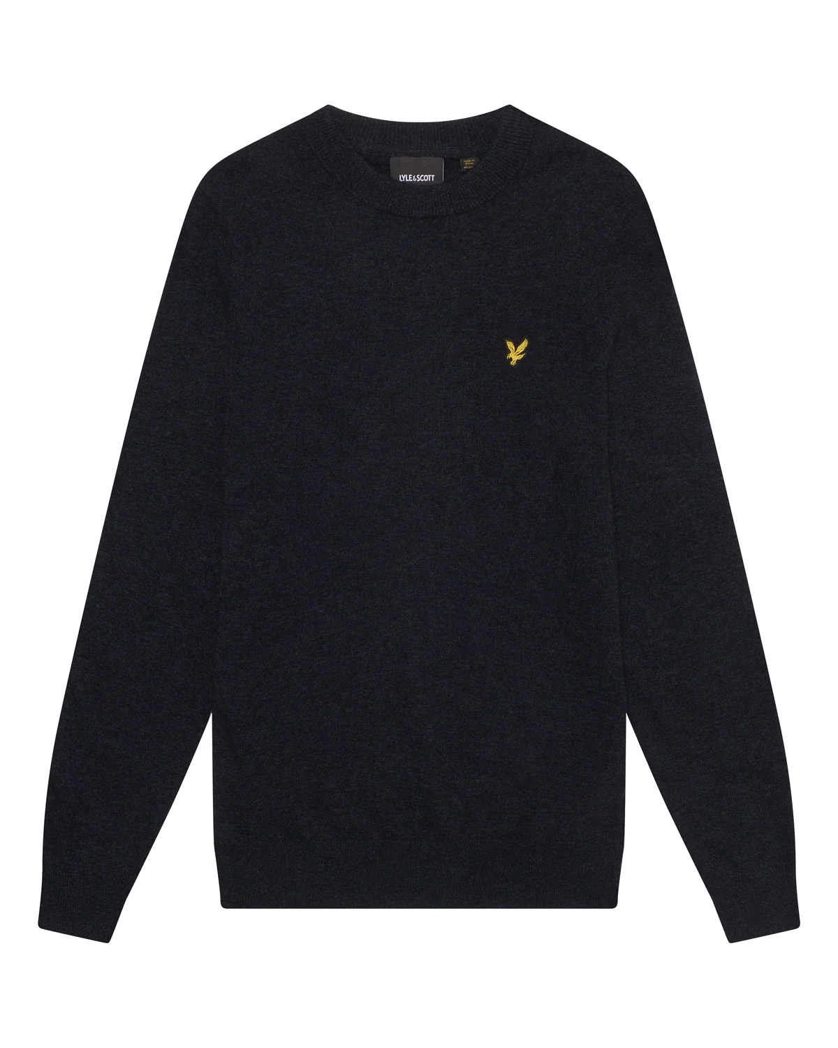 Lyle & Scott Lambswool Blend Crew Neck Jumper - Z56 Dark Navy Marl - Image 5