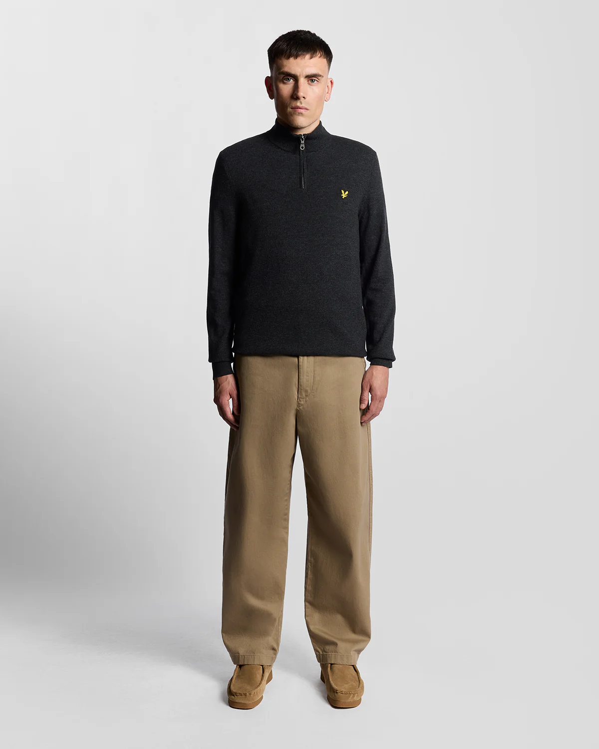 Lyle & Scott Lambswool Blend Quarter Zip Jumper - W155 Jet Black Marl - Image 3