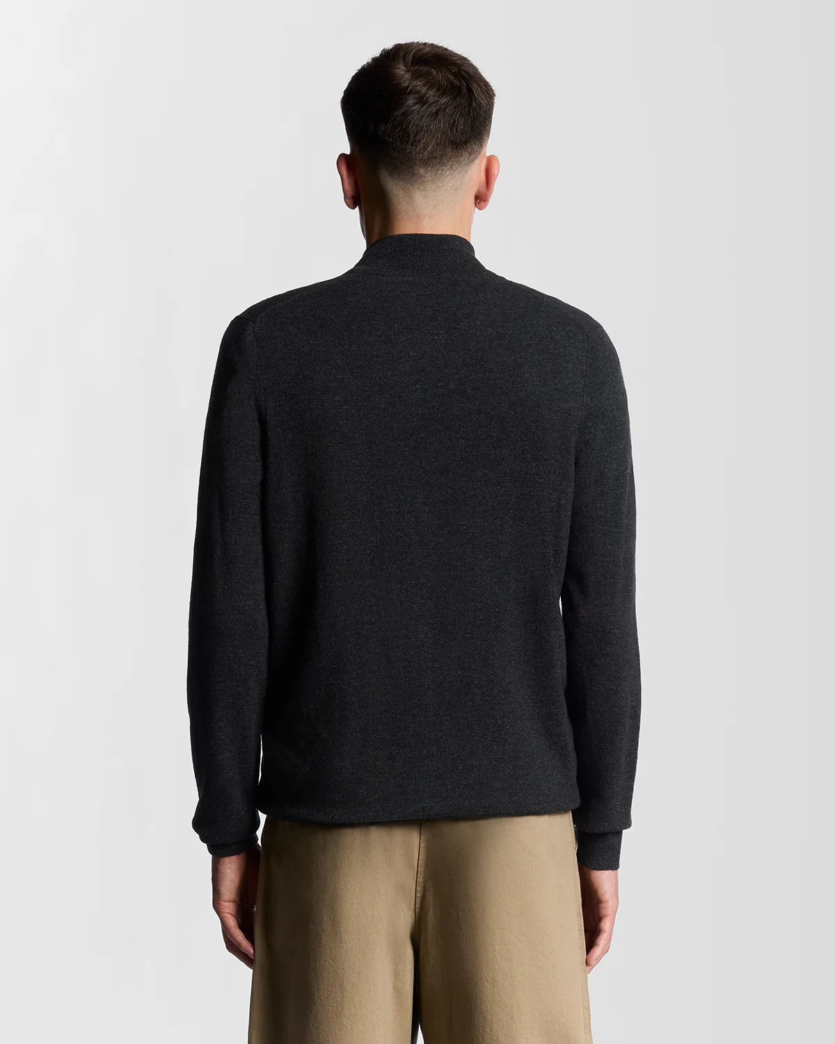 Lyle & Scott Lambswool Blend Quarter Zip Jumper - W155 Jet Black Marl - Image 4
