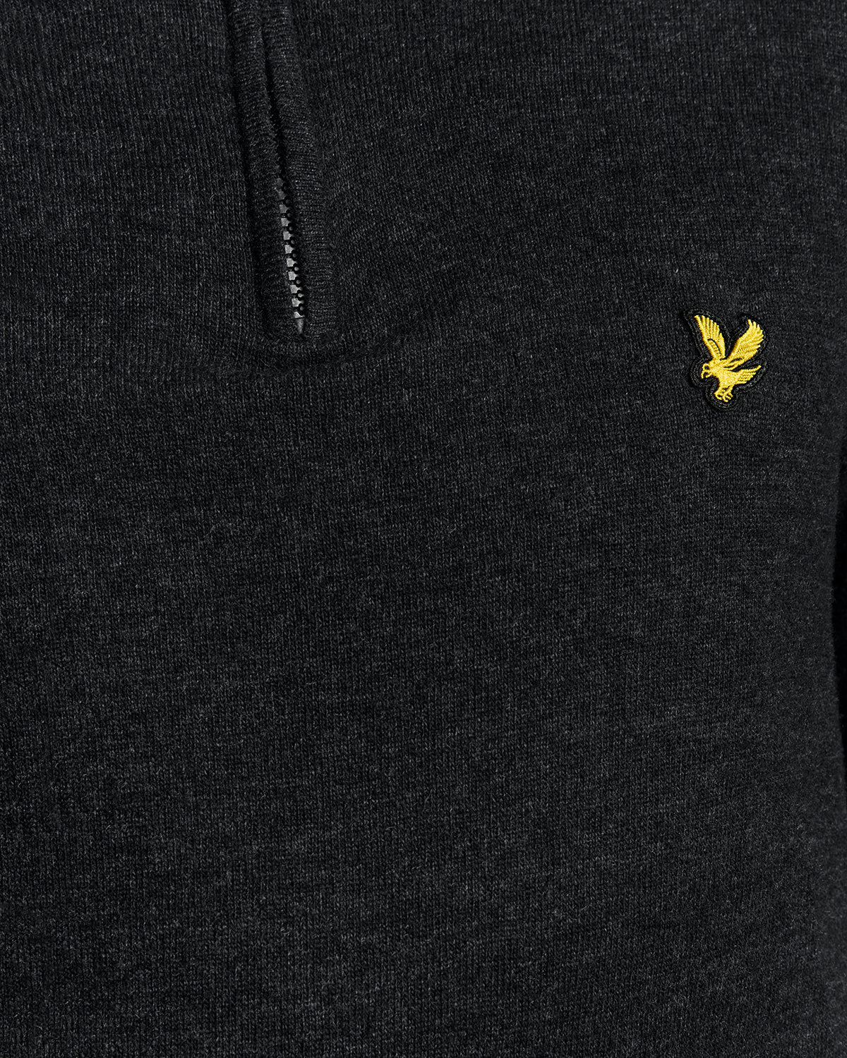 Lyle & Scott Lambswool Blend Quarter Zip Jumper - W155 Jet Black Marl - Image 5