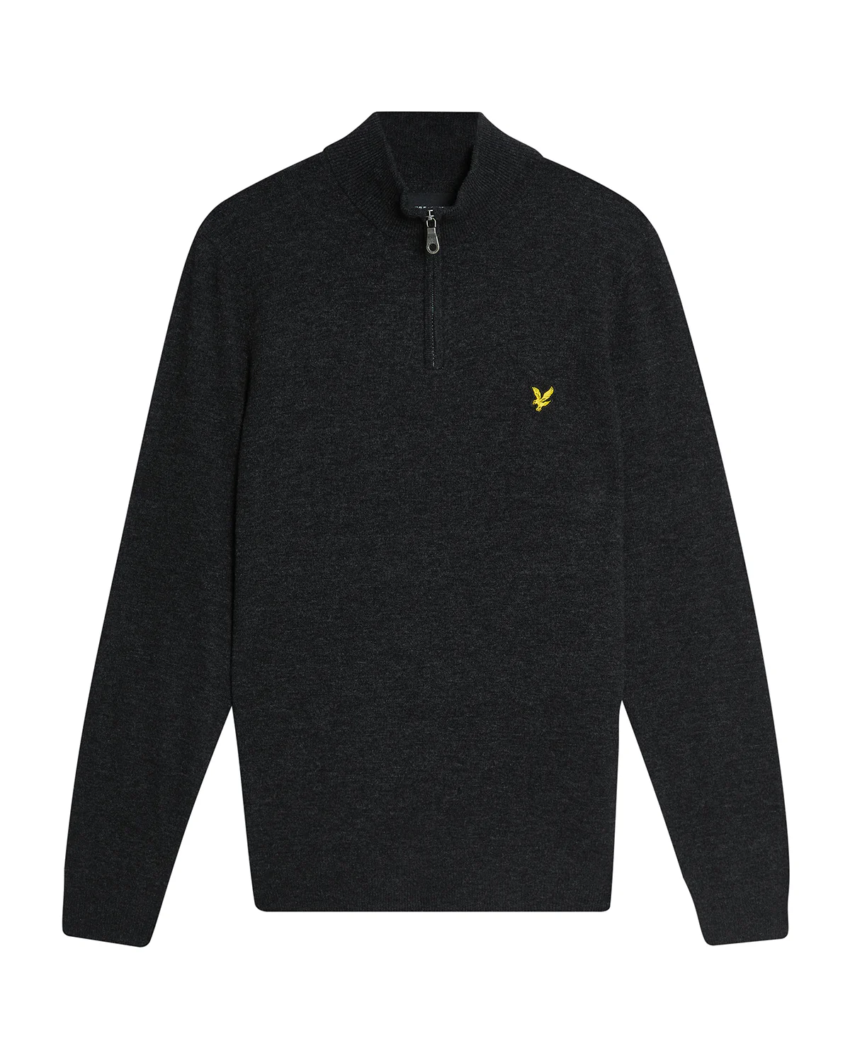 Lyle & Scott Lambswool Blend Quarter Zip Jumper - W155 Jet Black Marl - Image 6