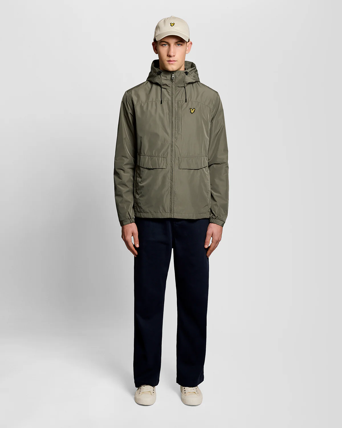 Lyle & Scott Lightweight Hooded Zip Through Mens Jacket - X569 Khaki Ash - Image 3