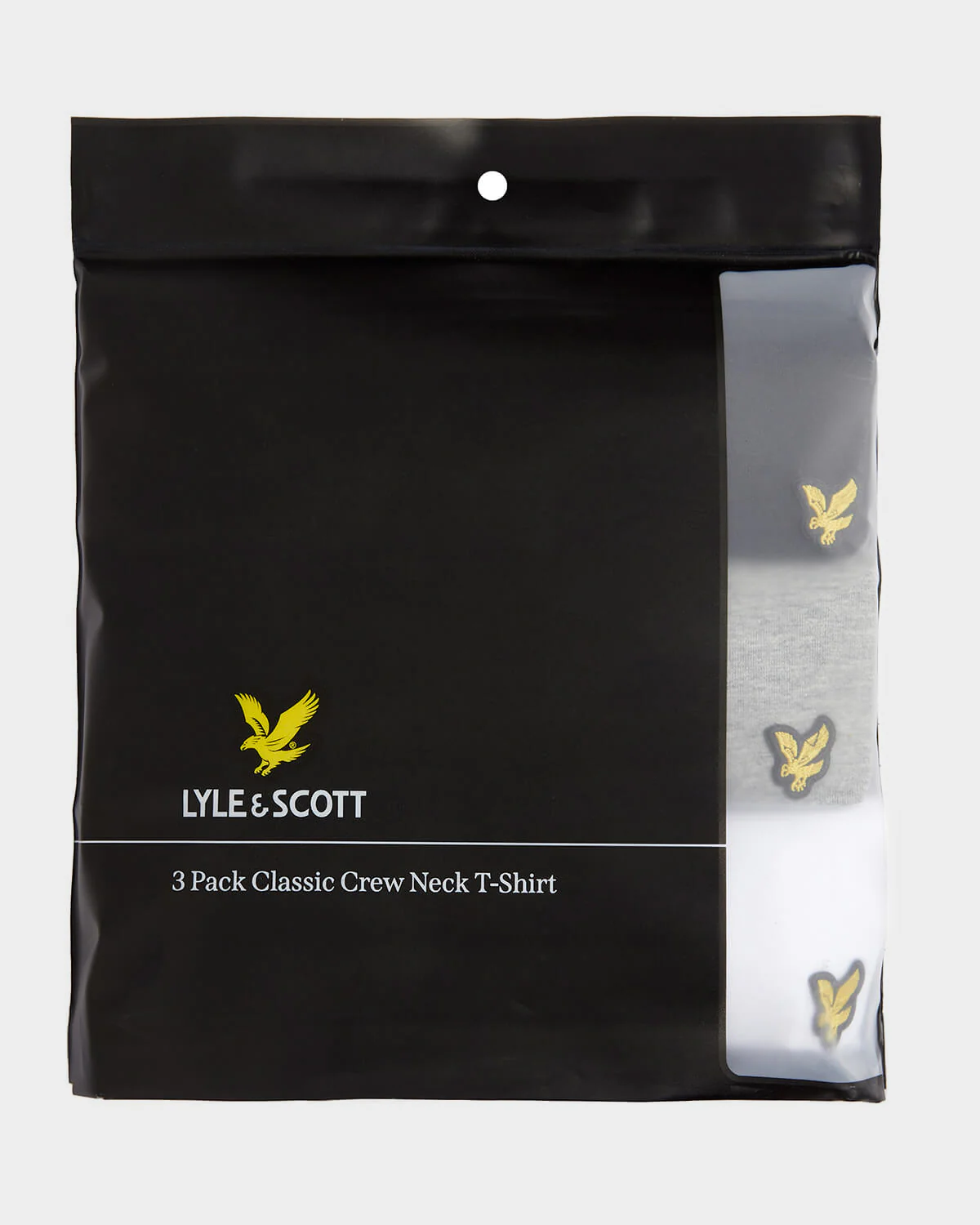 Lyle & Scott Mens Basic 3 Pack T-shirt - X044 Jet Black/Mid Grey Marl/White - Image 2
