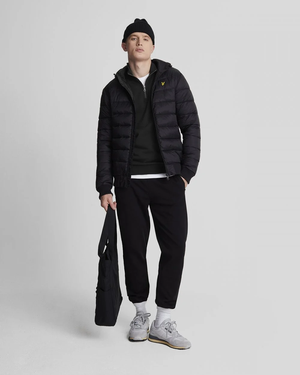 Lyle & Scott Mens Embroidered Quarter Zip Sweatshirt - Z865 Jet Black - Image 3