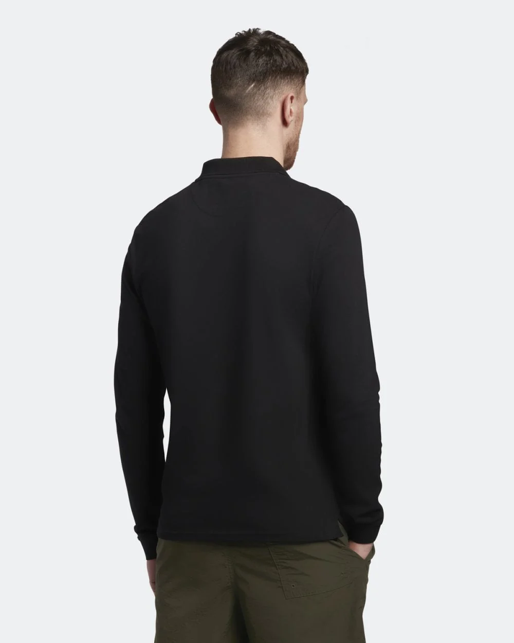 Lyle & Scott Mens Long Sleeve Polo Shirt - Z865 Jet Black - Image 3
