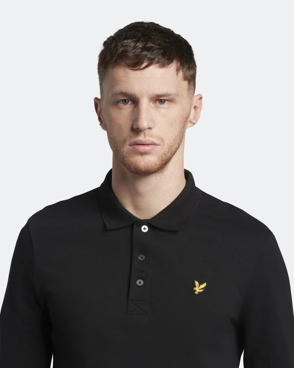 Lyle & Scott Mens Long Sleeve Polo Shirt - Z865 Jet Black - Image 4