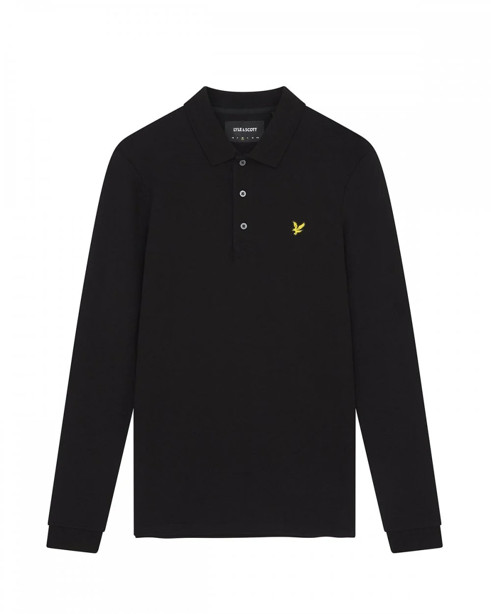Lyle & Scott Mens Long Sleeve Polo Shirt - Z865 Jet Black - Image 5